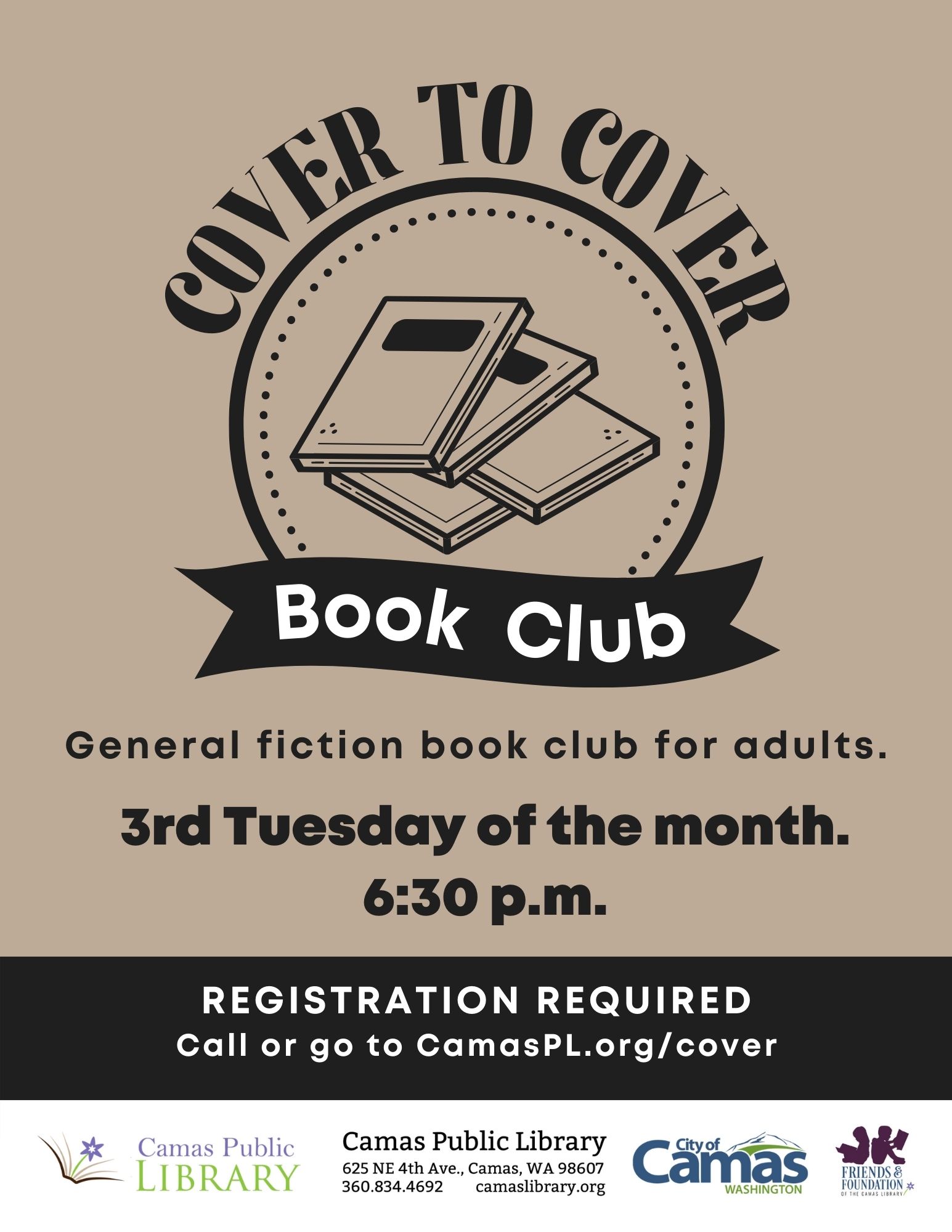 Camas Library offers “Cover to Cover” Book Club – Events
